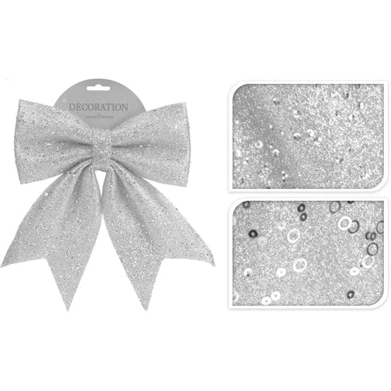 CHRISTMAS BOW SILVER 29CM