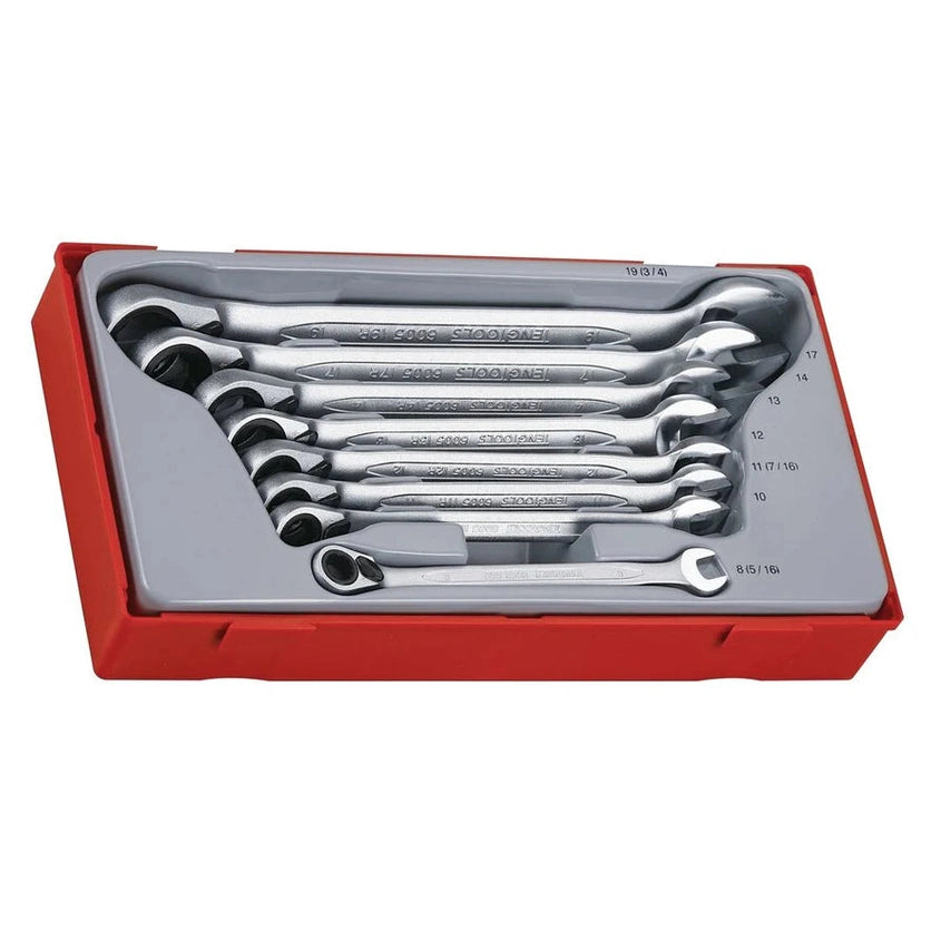 TENG TOOL Spanner Set Combn Rev Ratchet 8pcs