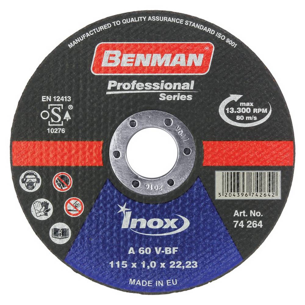 BENMAN CUTTING DISK, FOR INOX, PROFESSIONAL 115X1.0MM