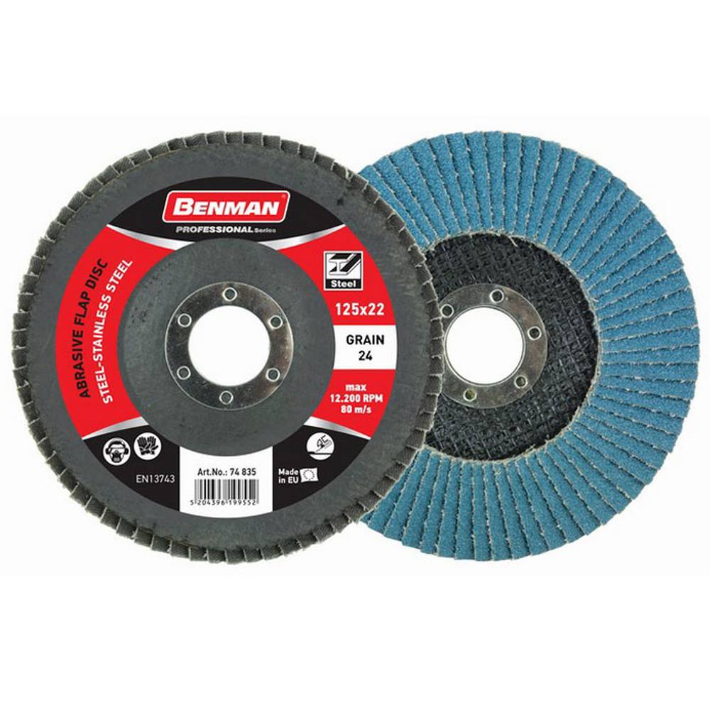 BENMAN ABRASIVE FLAP DISC, STANDARD LINE, DEPRESSED 115X24