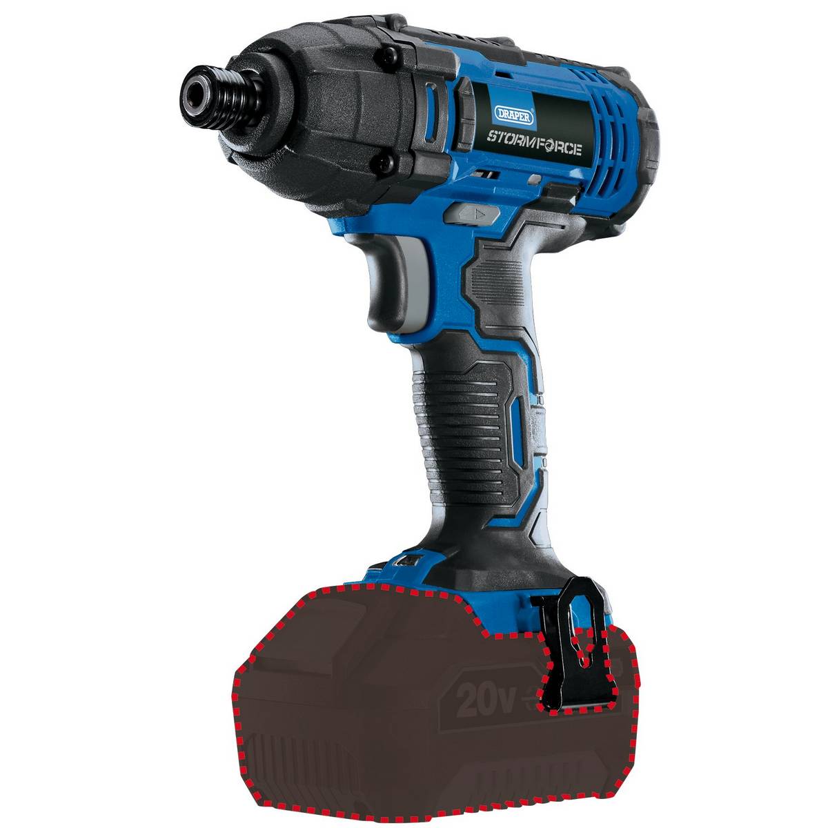 DRAPER STORM FORCE 20V CORDLESS IMPACT DRIVER, 1/4" HEX. (SOLD BARE)