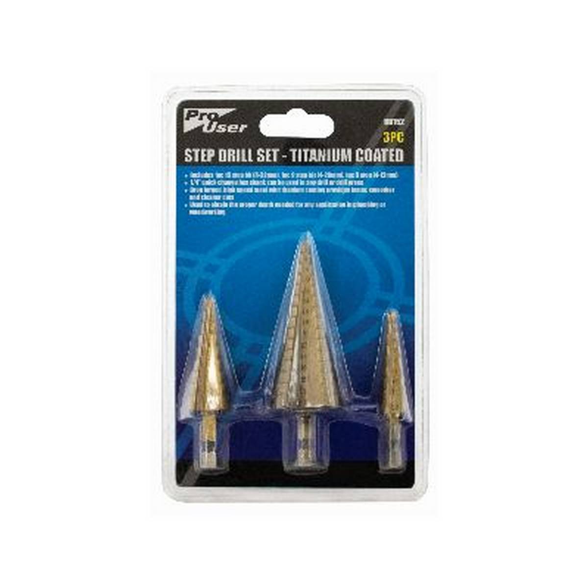 PRO USER 3PC STEP DRILL SET - TITANIUM COATED BB-DB152