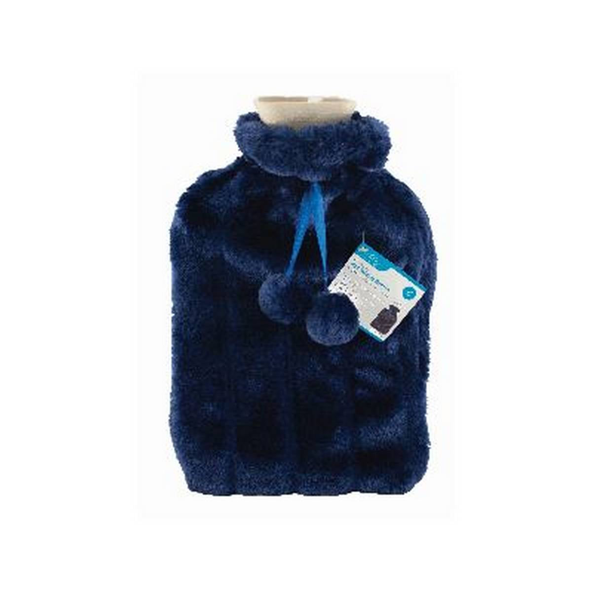 ASHLEY 2L HOT WATER BOTTLE WITH PLUSH FAUX FUR COVER - DARK BLUE BB-HW183