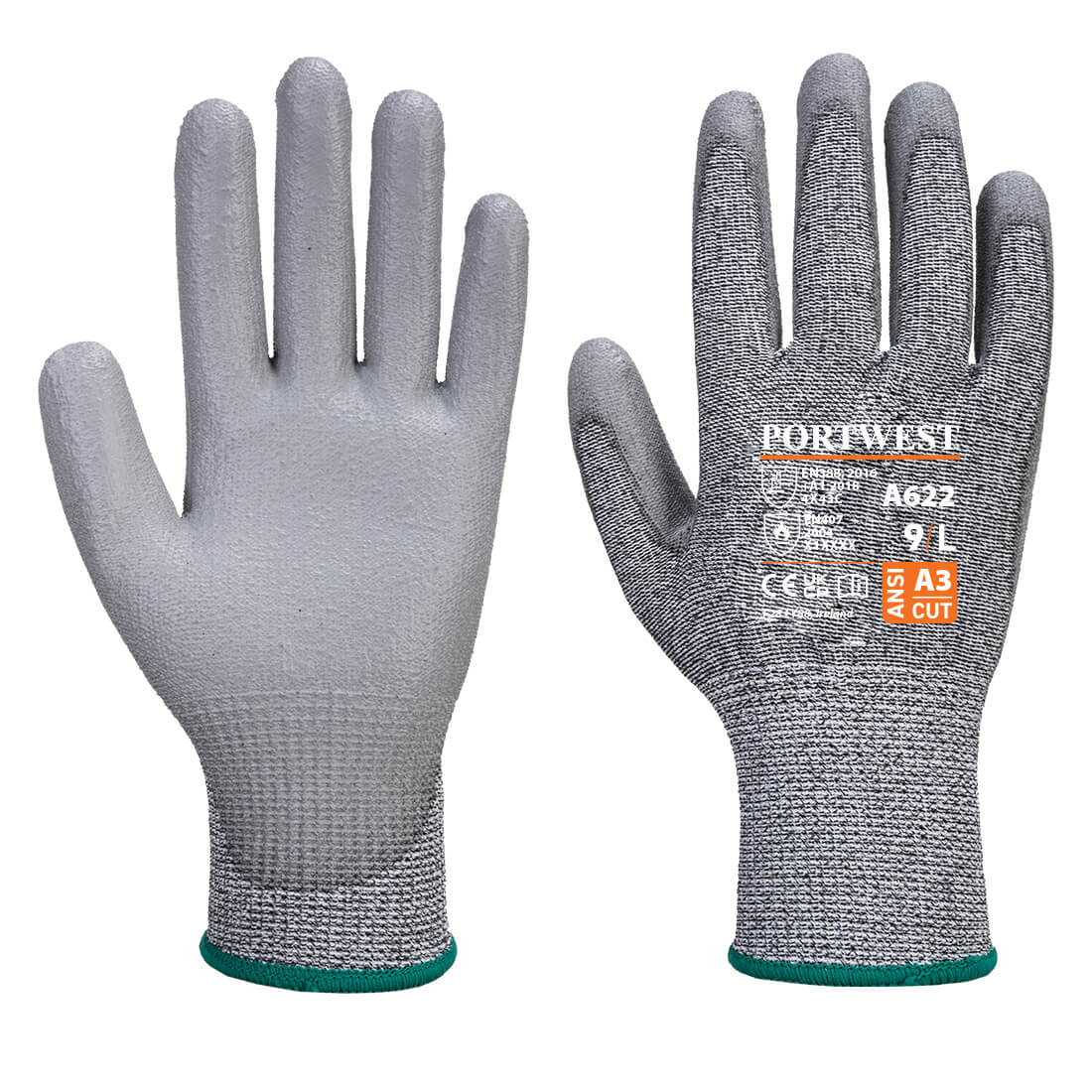 PORTWEST MR CUT PU PALM GLOVE CUT LEVEL C - GREY