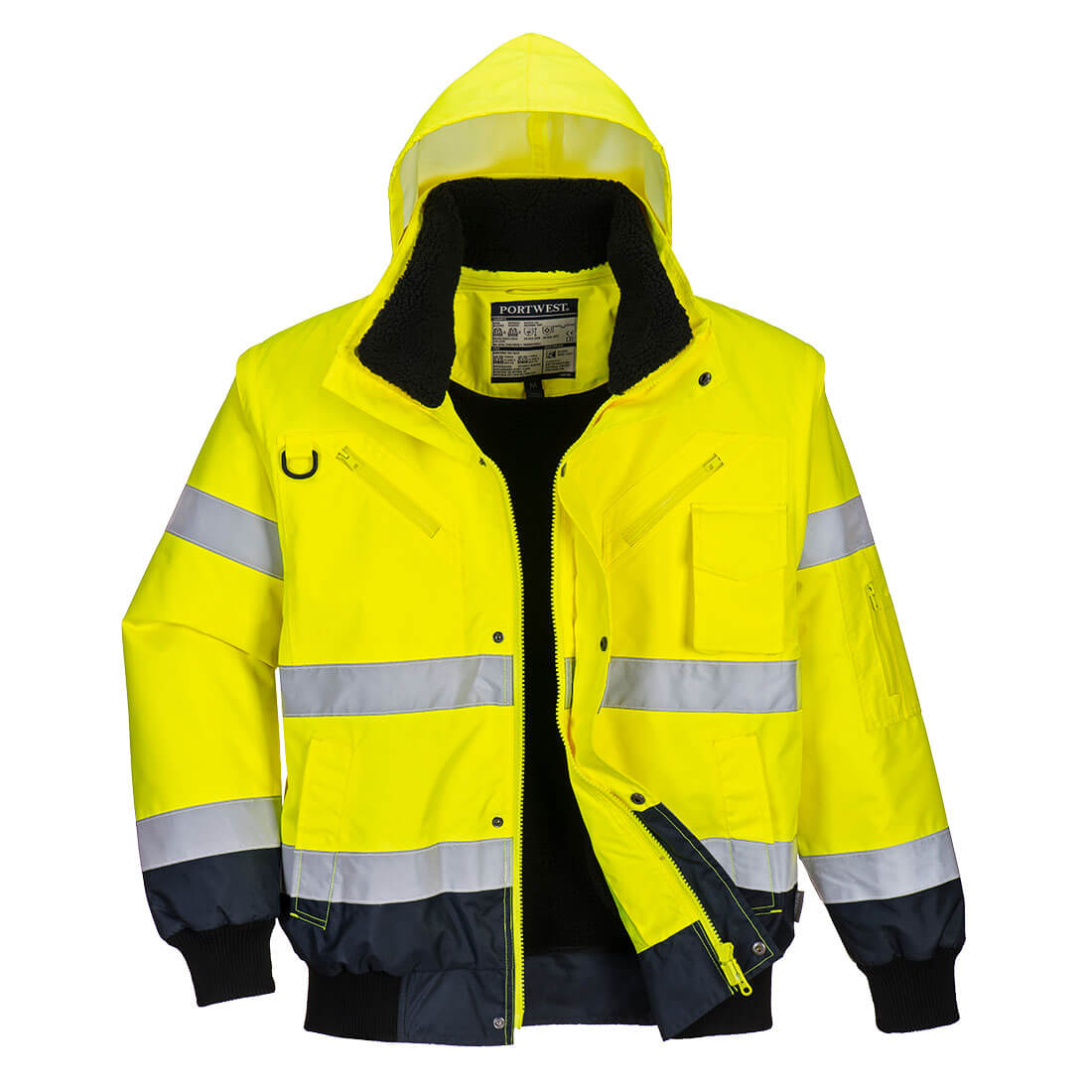 PORTWEST HI VIS CONTRAST BOMBER 3 IN 2 YELLOW / NAVY