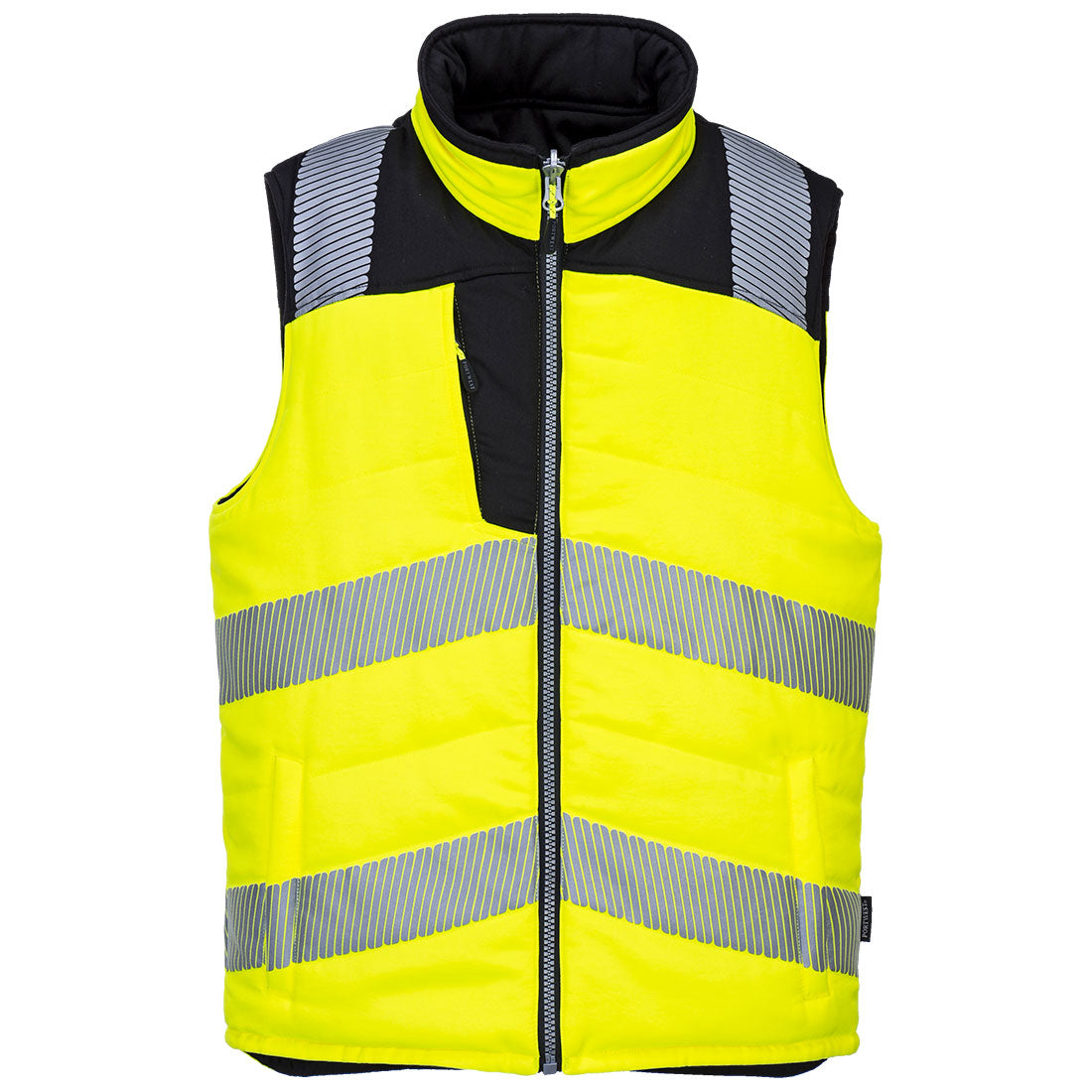 PORTWEST PW3 HI VIS REVERSIBLE BODYWARMER - YELLOW / BLACK