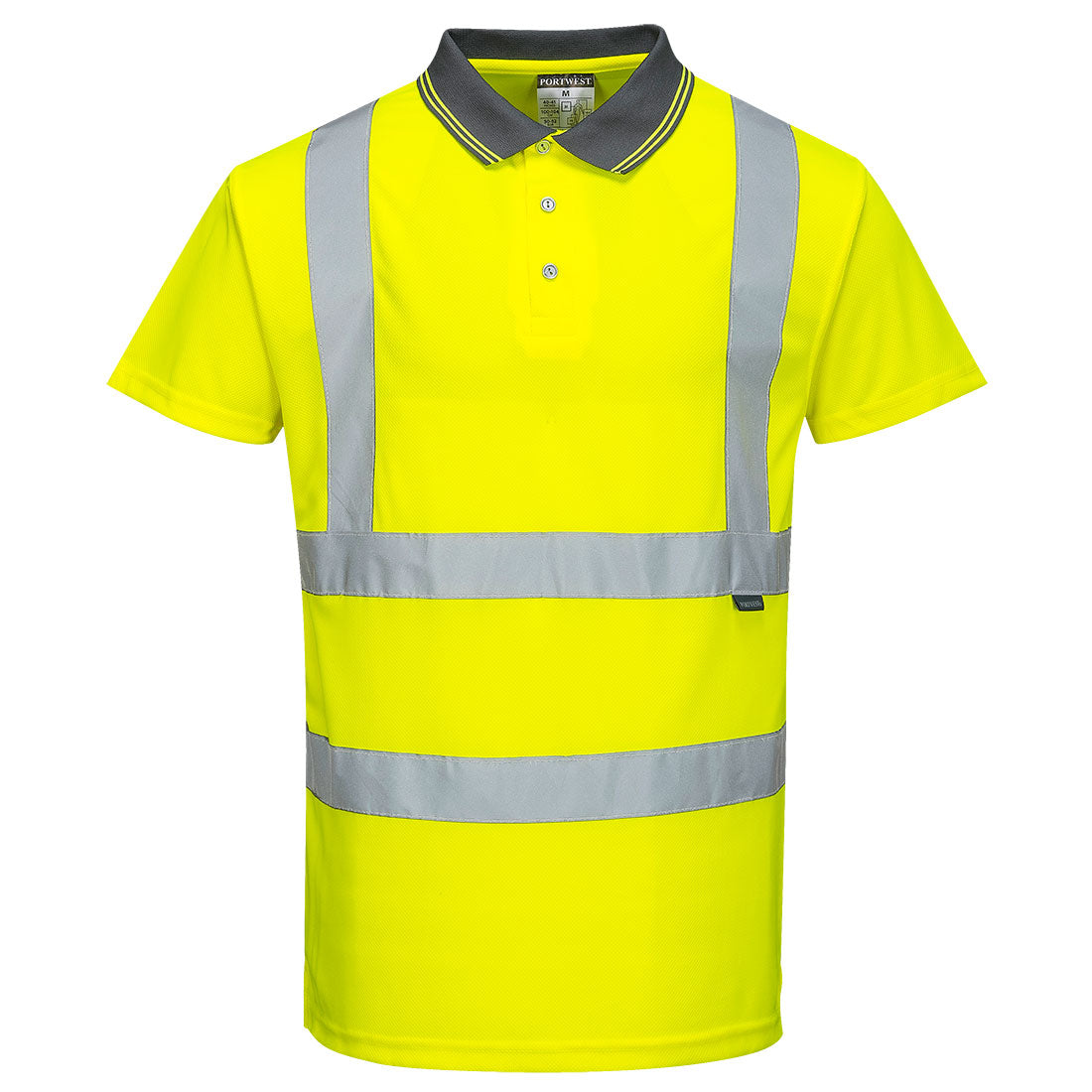 PORTWEST HI-VIS SHORT SLEEVE POLO SHIRT YELLOW