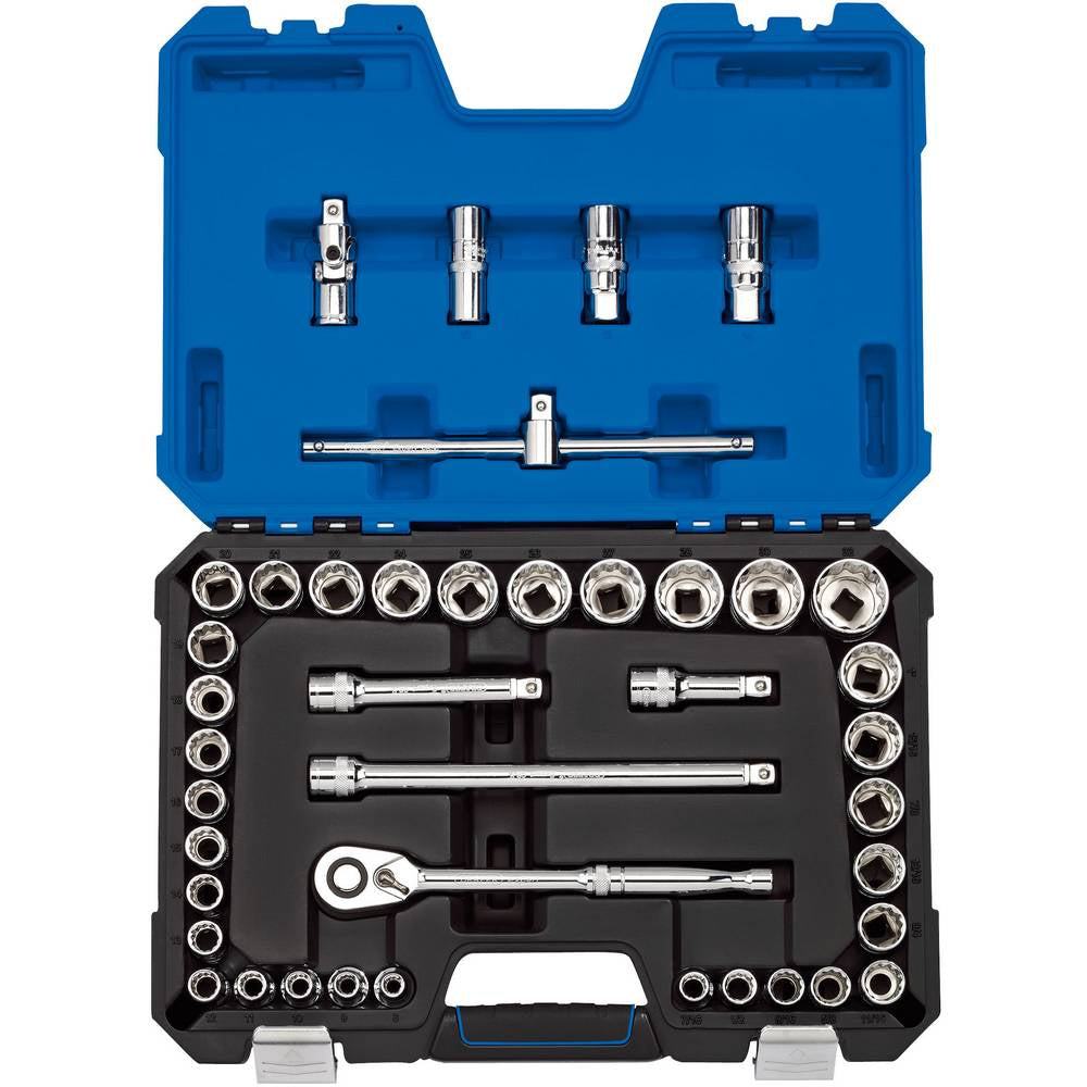 DRAPER MM/AF COMBINED SOCKET SET, 1/2" SQ. DR. (41 PIECE)