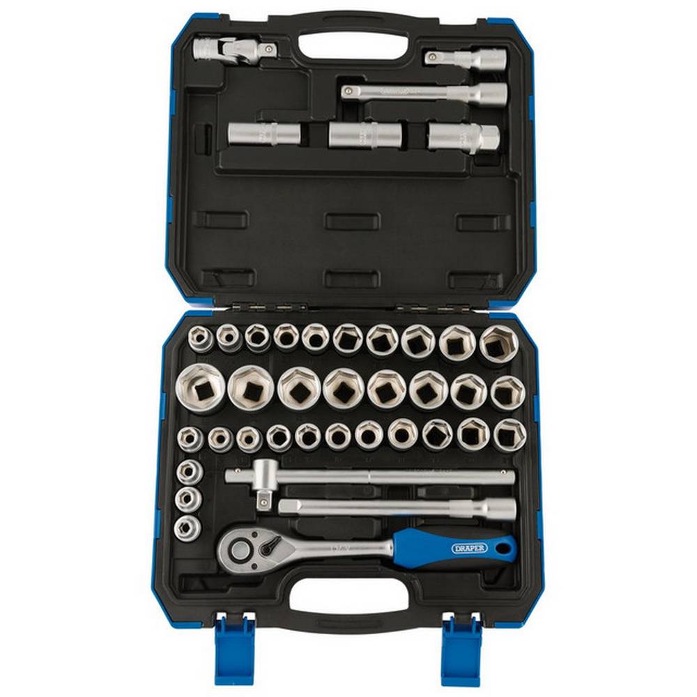 DRAPER COMBINED MM/AF SOCKET SET, 1/2" SQ. DR. (41 PIECE)