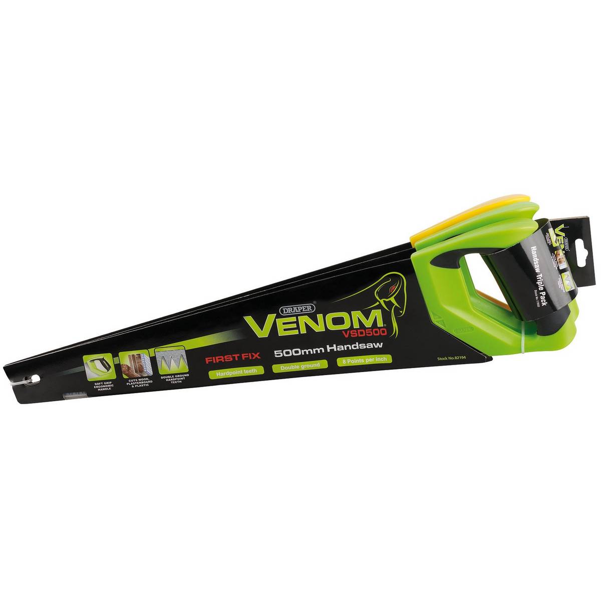 DRAPER VENOM® 1 X FIRST FIX & 2 X SECOND FIX DOUBLE GROUND HANDSAWS, 500MM