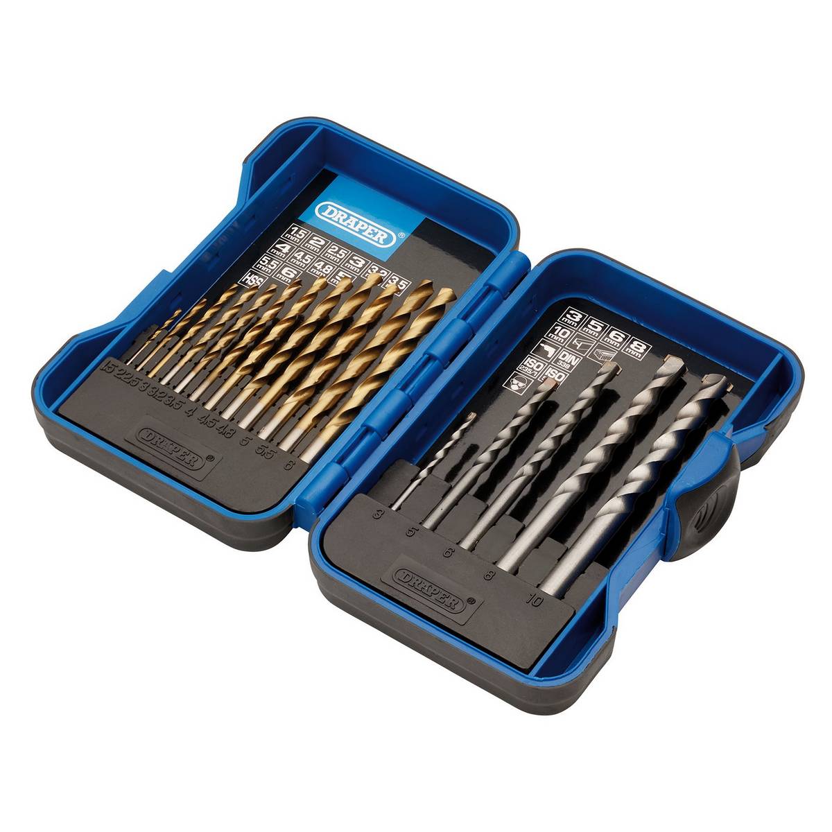 DRAPER METRIC COMBINATION HSS AND MASONRY DRILL BIT SET (17 PIECE)