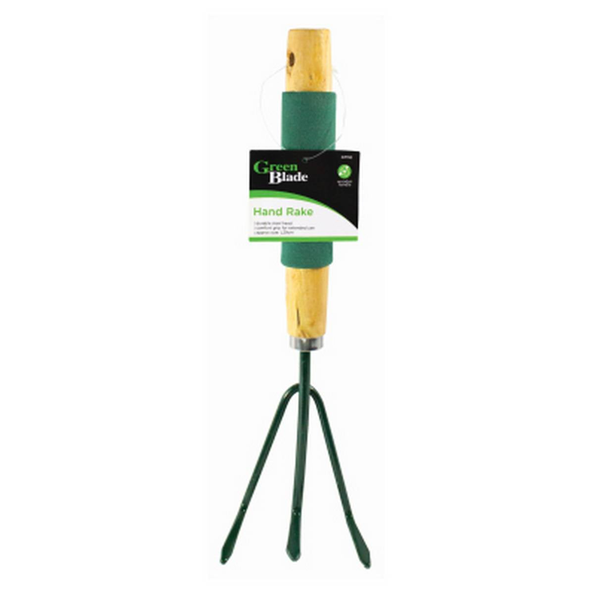 GREENBLADE GREEN BLADE HAND RAKE WITH CUSHION GRIP WOODEN HANDLE BB-GT110