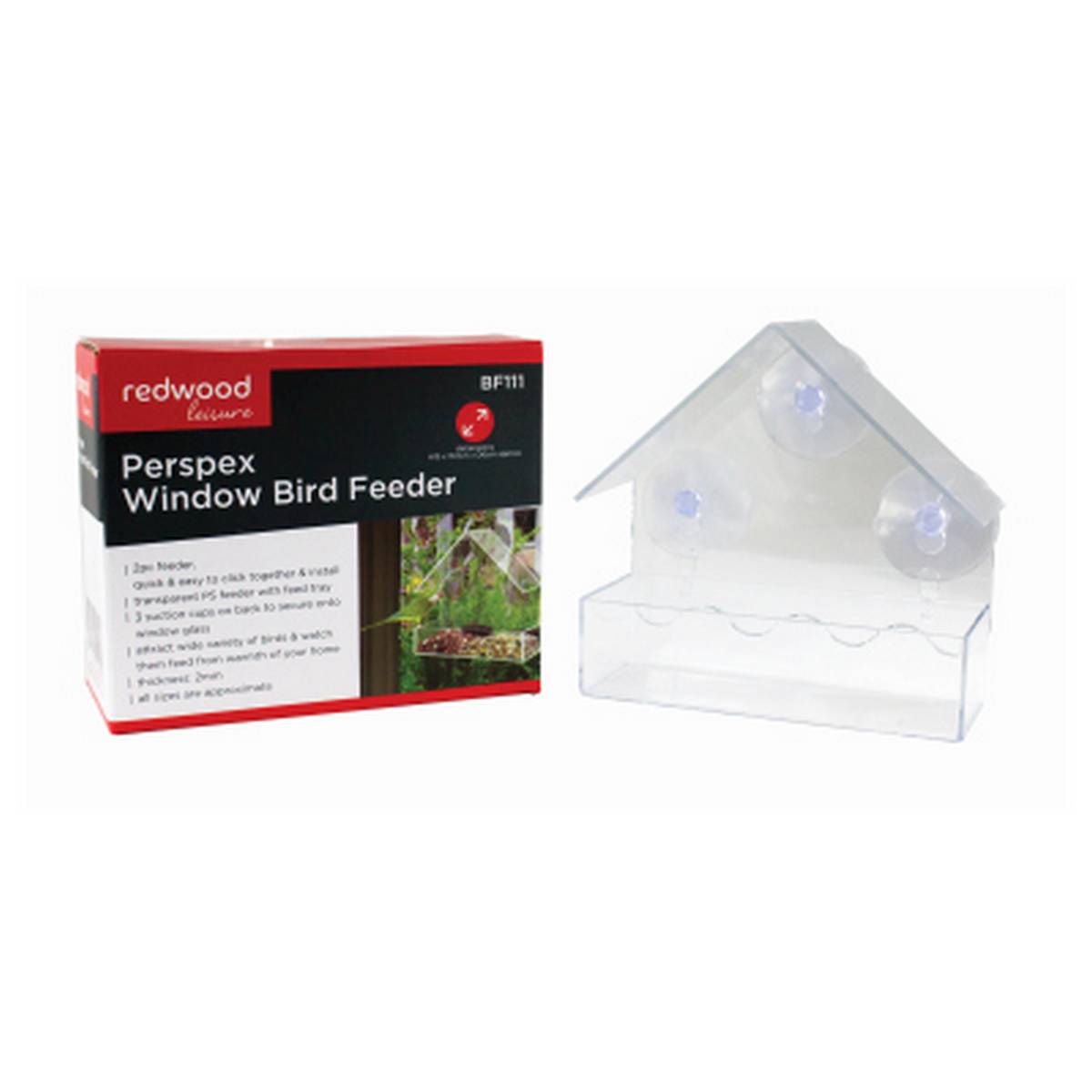 REDWOOD PERSPEX WINDOW BIRD FEEDER BB-BF111