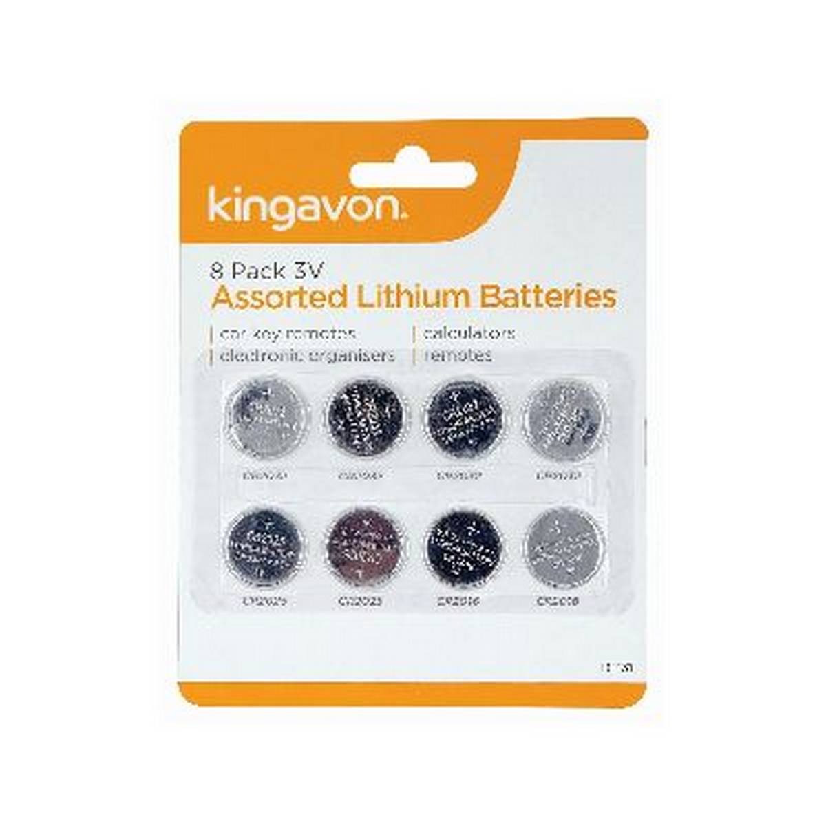 KINGAVON 8 PACK 3V ASSORTED LITHIUM BATTERIES BB-BT131