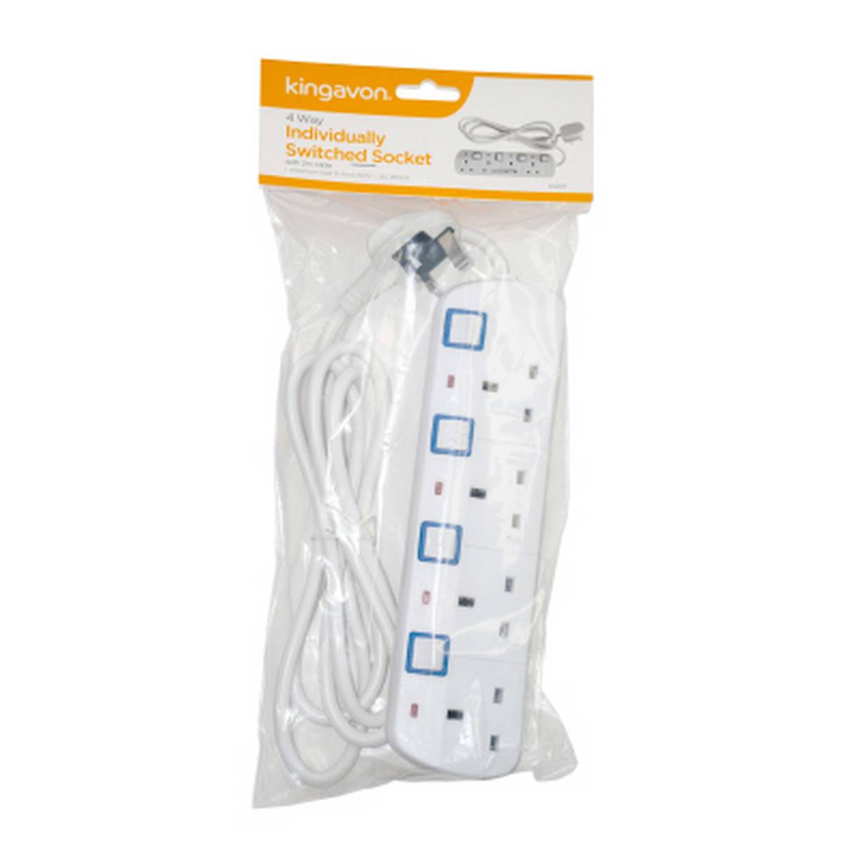 KINGAVON 4 WAY INDIVIDUALLY SWITCHED SOCKET WITH 2M CABLE BB-PA107
