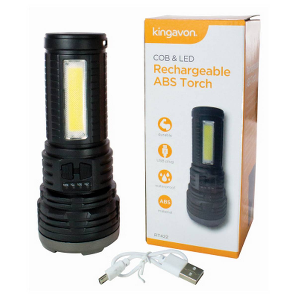 KINGAVON COB AND LED RECHARGEABLE ABS TORCH BB-RT422
