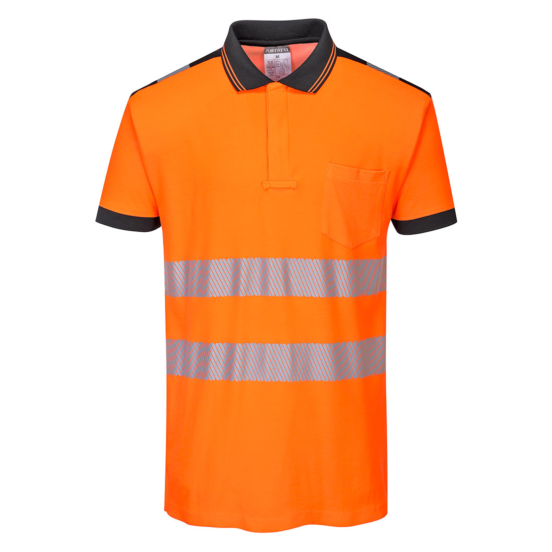 PORTWEST PW3 HI VIS POLO SHIRT - ORANGE / BLACK