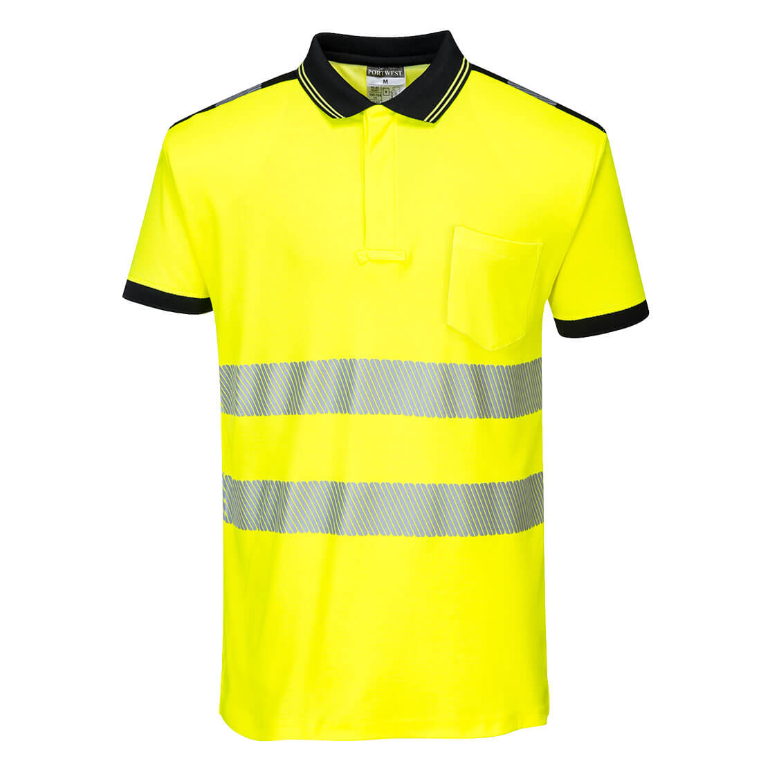 PORTWEST PW3 HI VIS POLO SHIRT - YELLOW / BLACK
