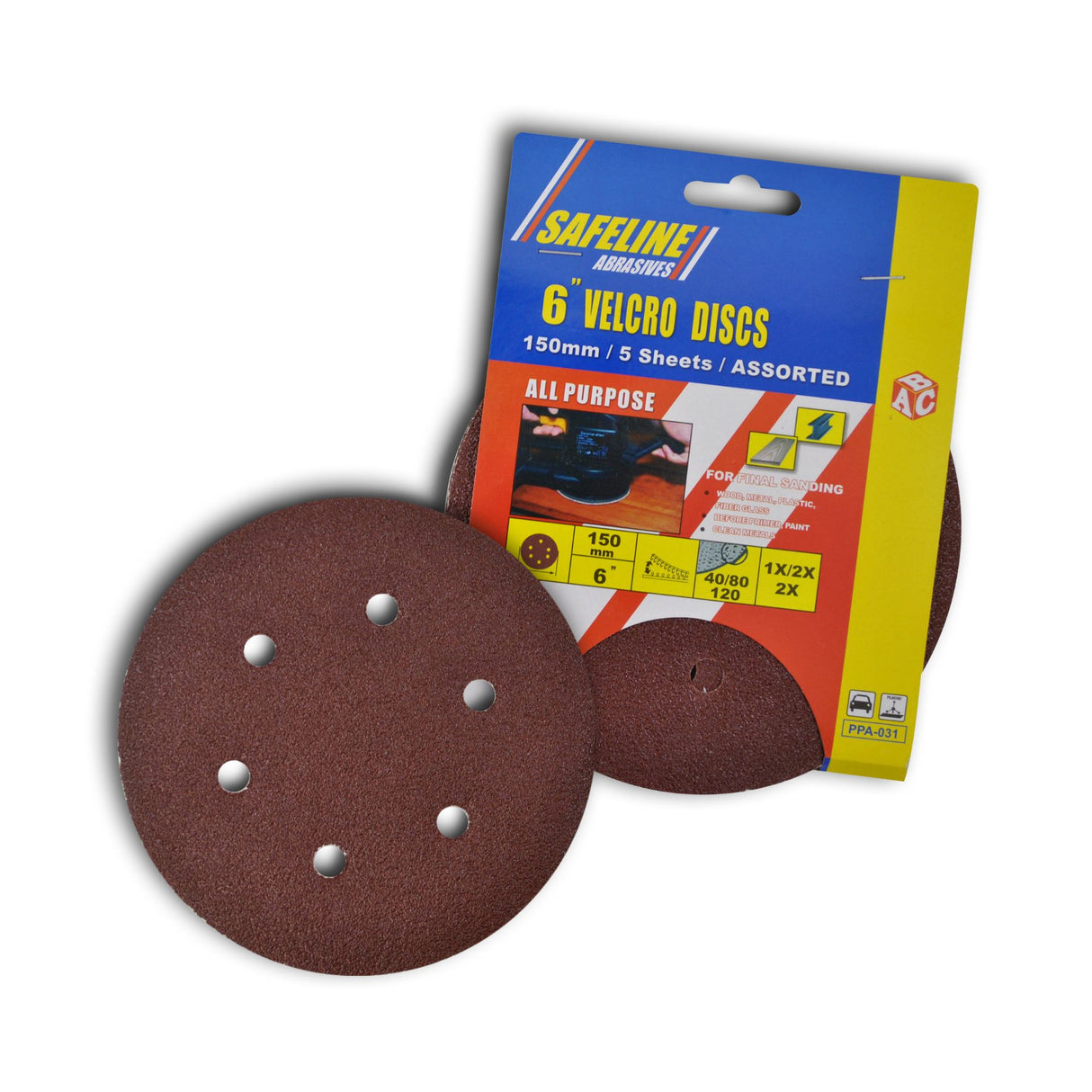 SAFELINE VELCRO DISCS 150MM ASSORTED