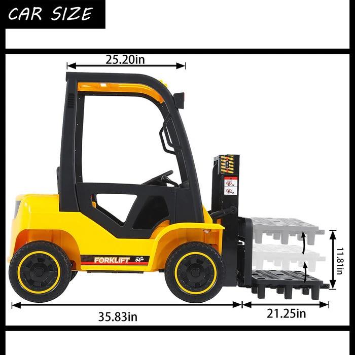 KIDS 12V RIDE ON FORKLIFT - YELLOW