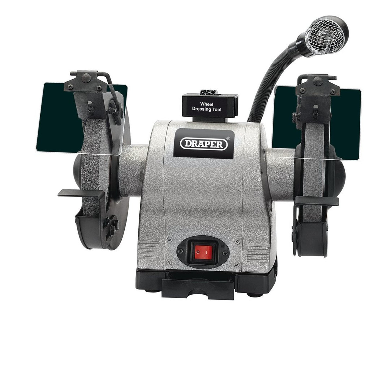 DRAPER HEAVY DUTY BENCH GRINDER WITH WORK LIGHT, 200MM, 550W