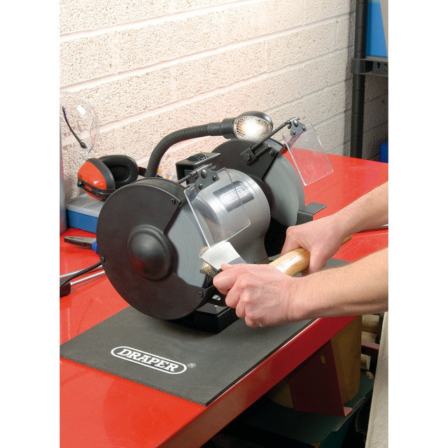 DRAPER HEAVY DUTY BENCH GRINDER WITH WORK LIGHT, 200MM, 550W