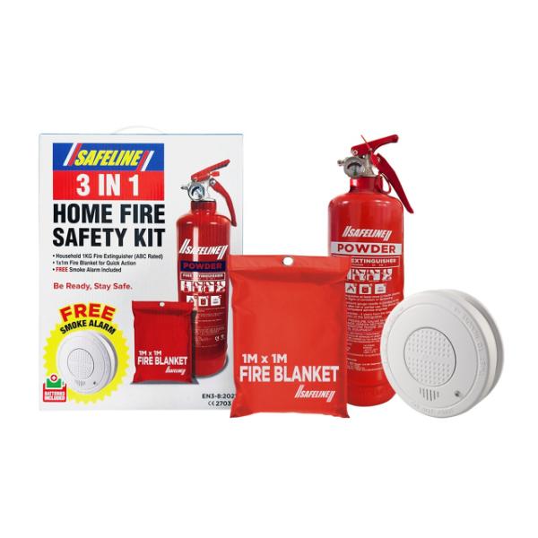SAFELINE FIRE 3 PK BLANKET / EXTINGUISHER / SMOKE ALARM