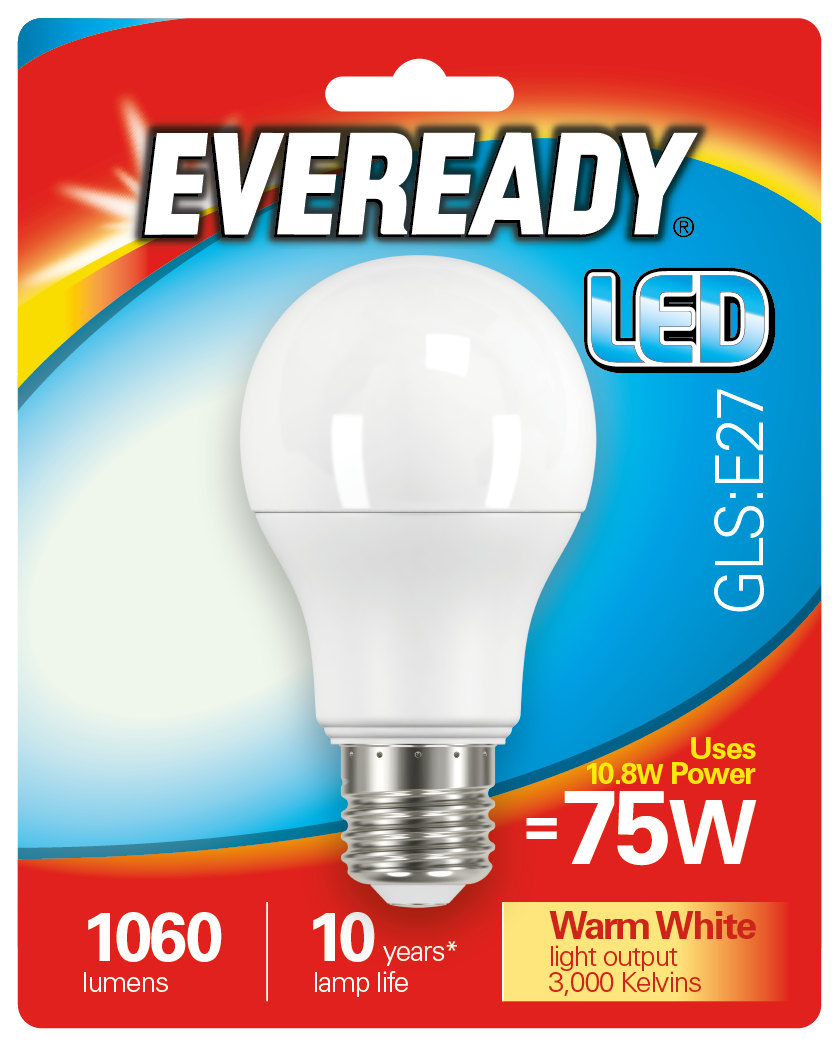 EVEREADY 10.8W (75W) E27 LED GLS 1060 LUMENS