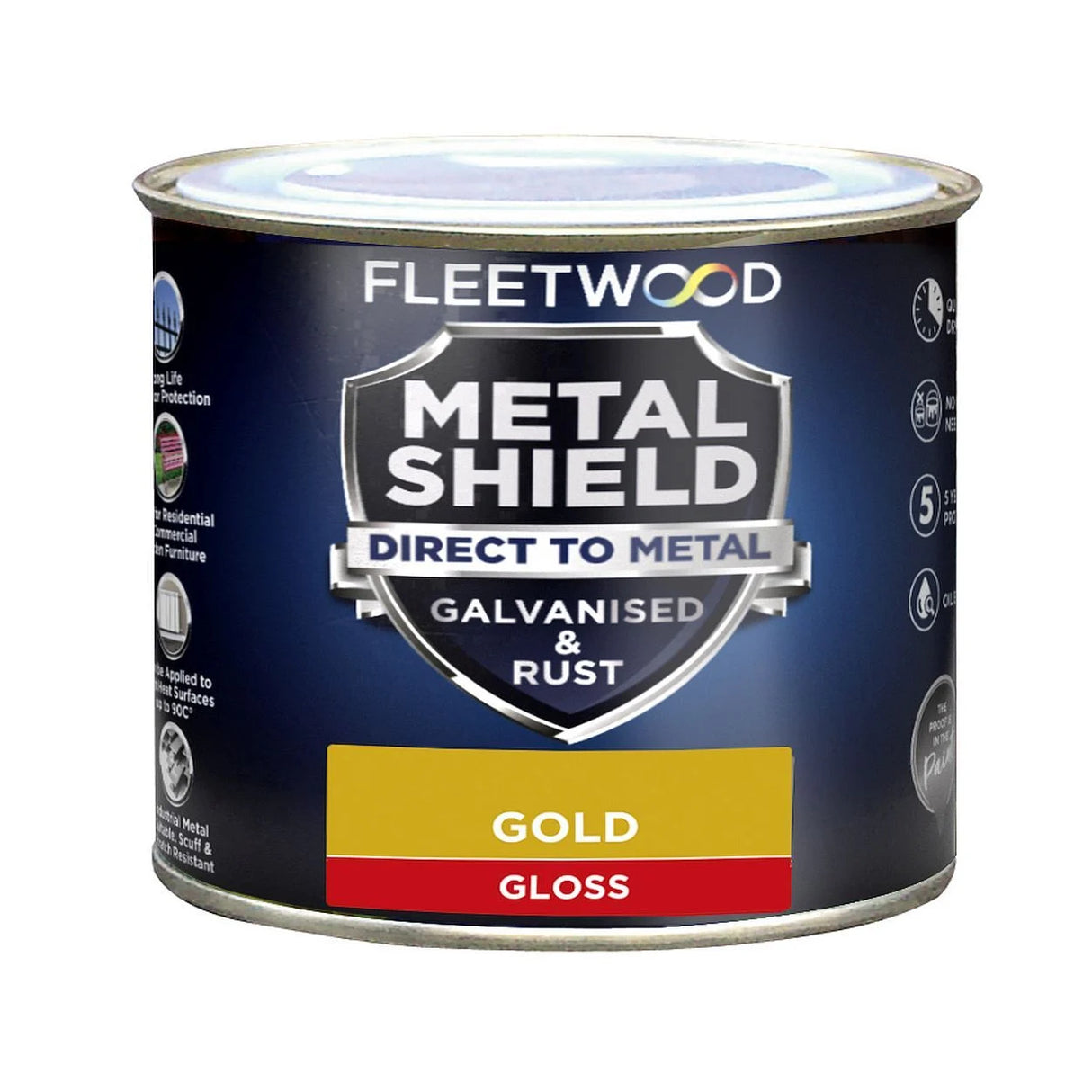 FLEETWOOD 250ML METAL SHIELD GLS GOLD