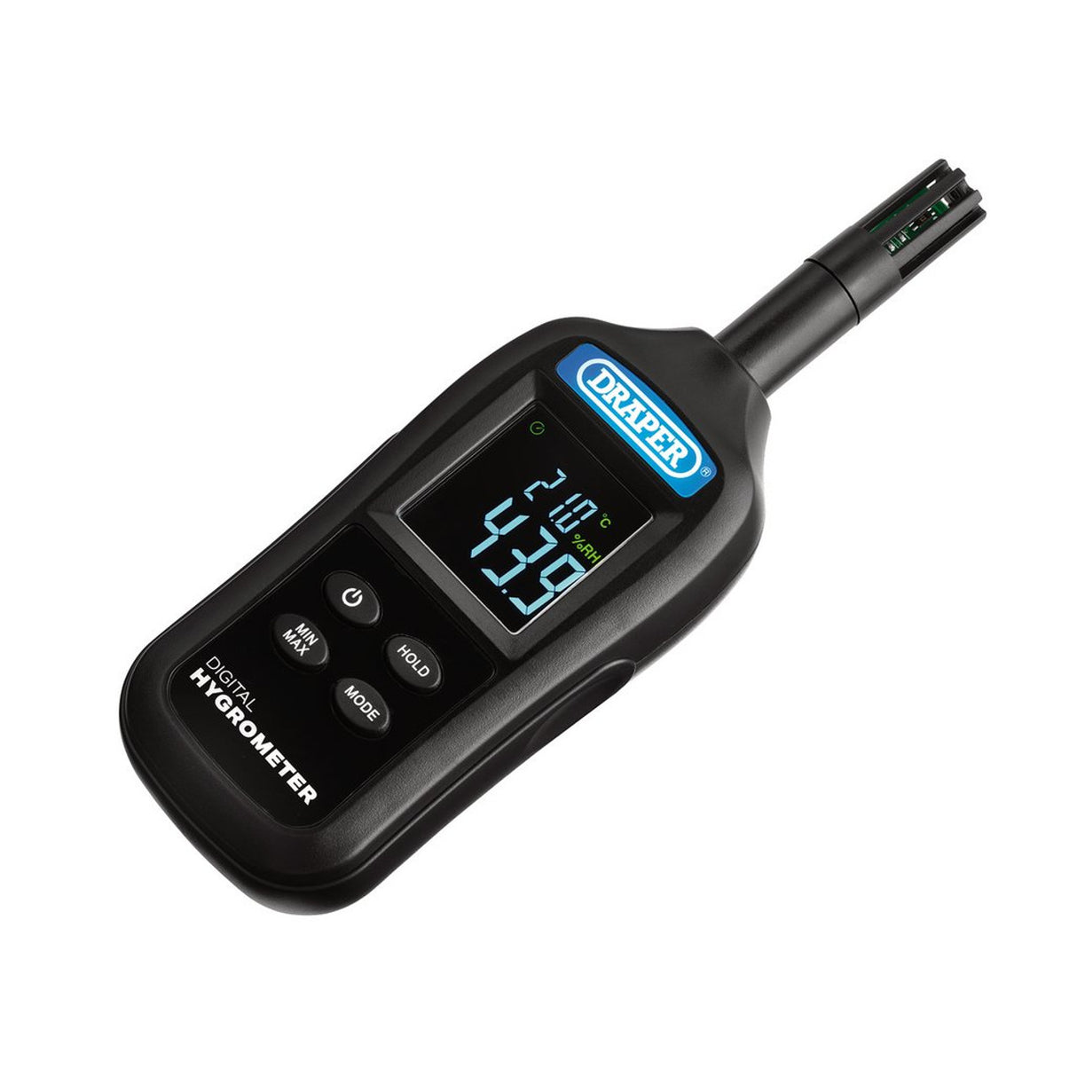 DRAPER HANDHELD DIGITAL HYGROMETER - HUMIDITY AND TEMPERATURE METER, 0-100% RH AND -20 TO +70°C