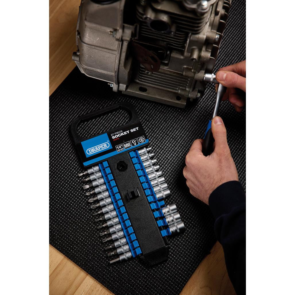 DRAPER METRIC SOCKET SET, 1/4" SQ. DR. (27 PIECE)