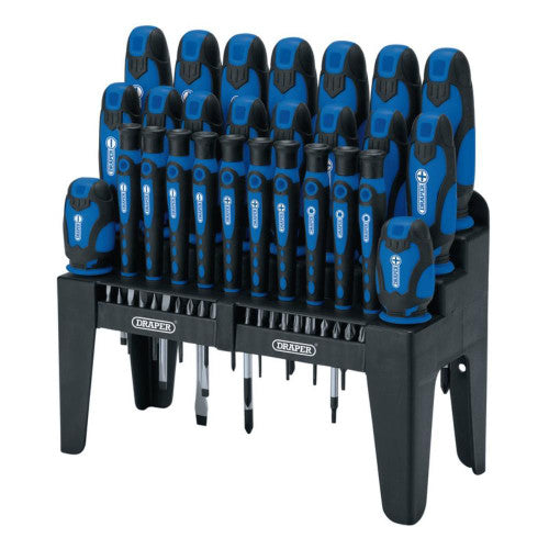 DRAPER SOFT GRIP SCREWDRIVER AND BIT SET, BLUE (47 PIECE)