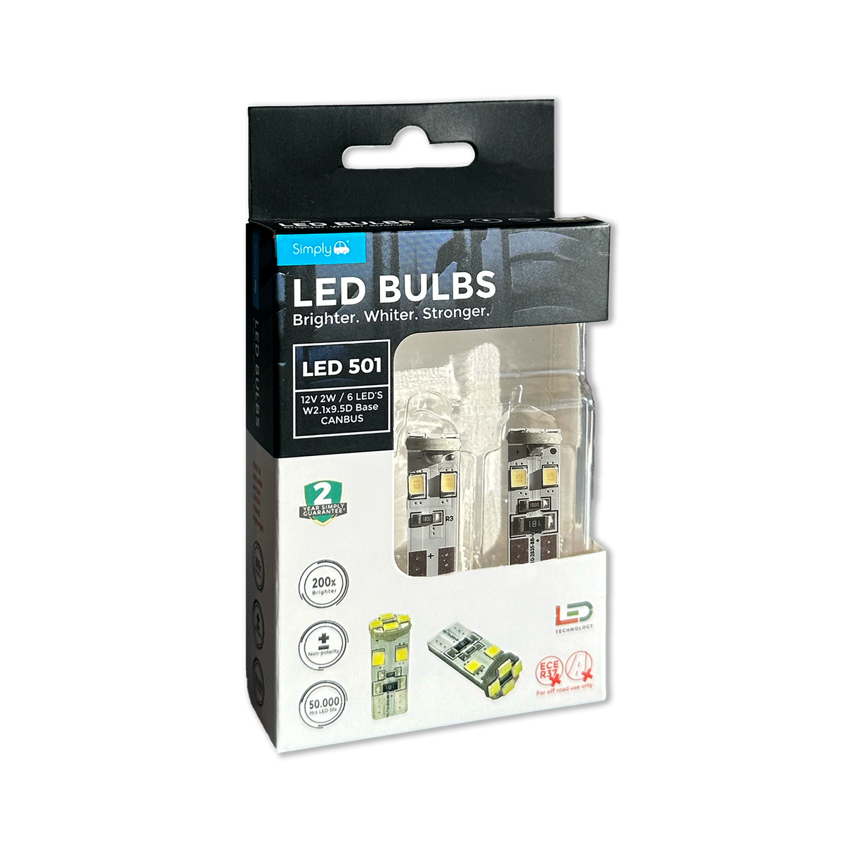SIMPLY AUTO 501 6LED SIDE WHITE CANBUS 2PK