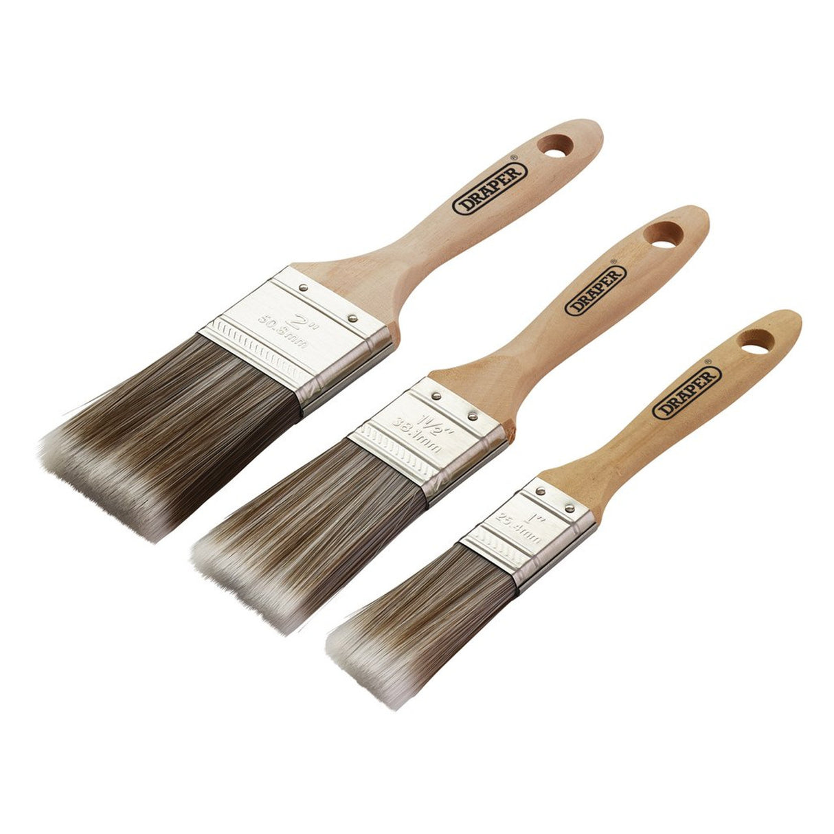 DRAPER WOODEN 3 PIECE PAINT BRUSH SET