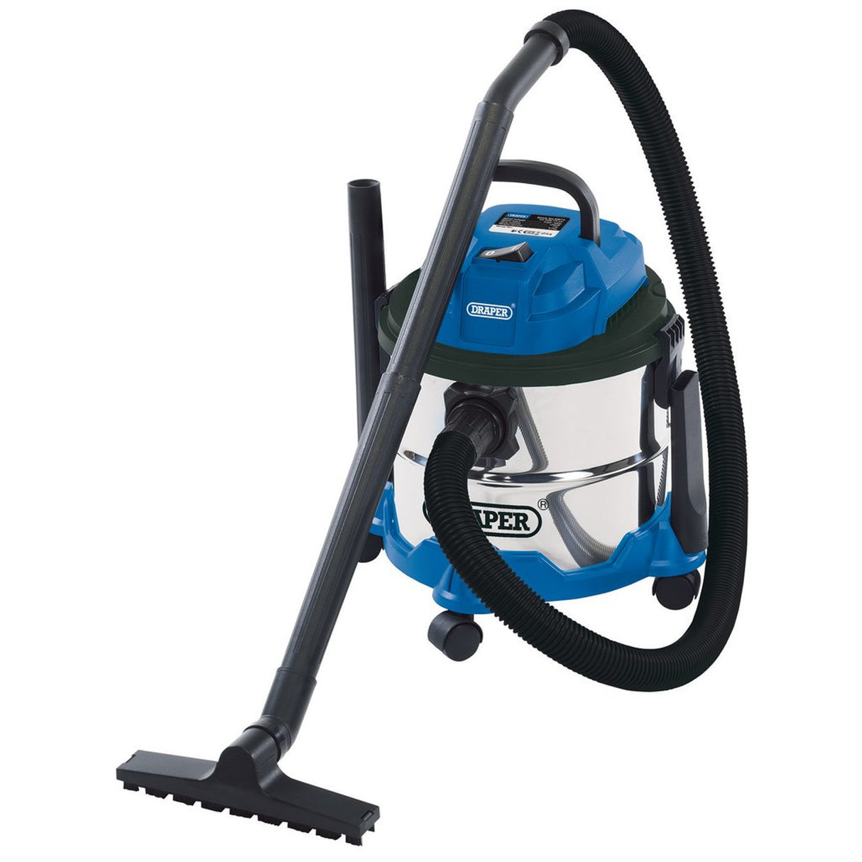 DRAPER WET AND DRY VACUUM CLEANER WITH STAINLESS STEEL TANK, 15L, 1250W