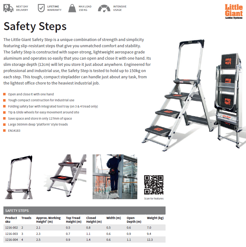 LITTLE GIANT JUMBO SAFETY STEP LADDER 5 STEP