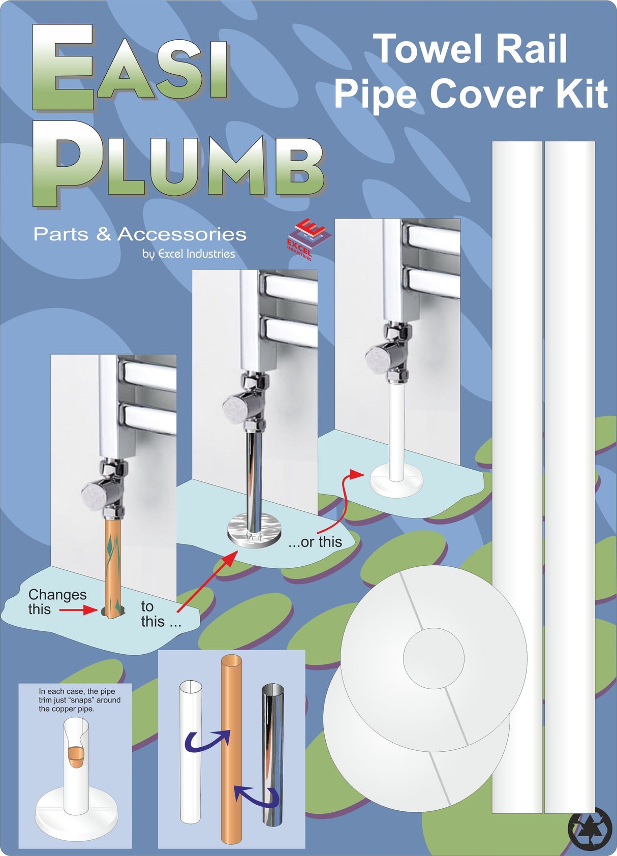 Easy Plumb Towel Rail Pipe Cover Kit - White