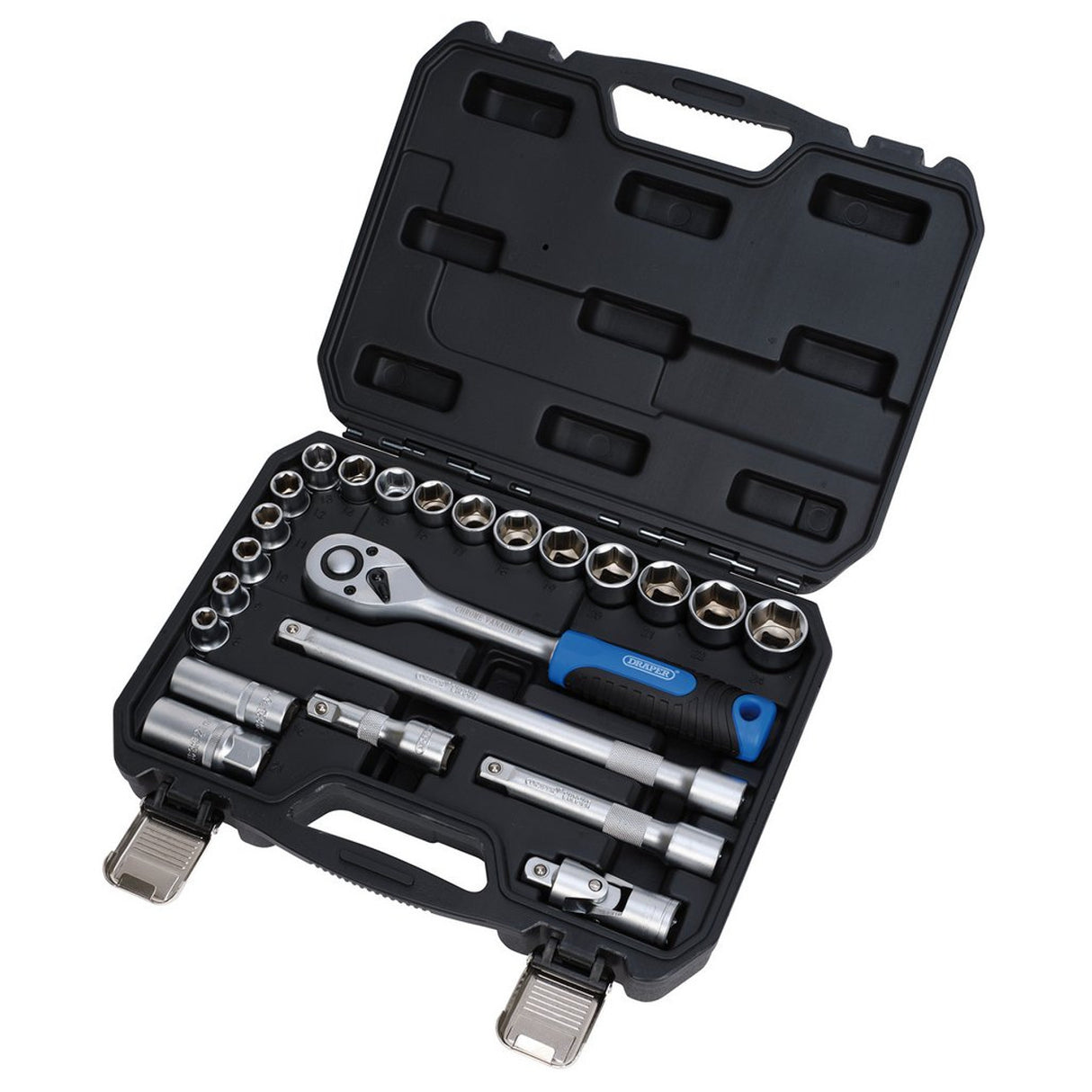 DRAPER HI-TORQ® METRIC SOCKET SET, 1/2" SQ.. DR. (23 PIECE)