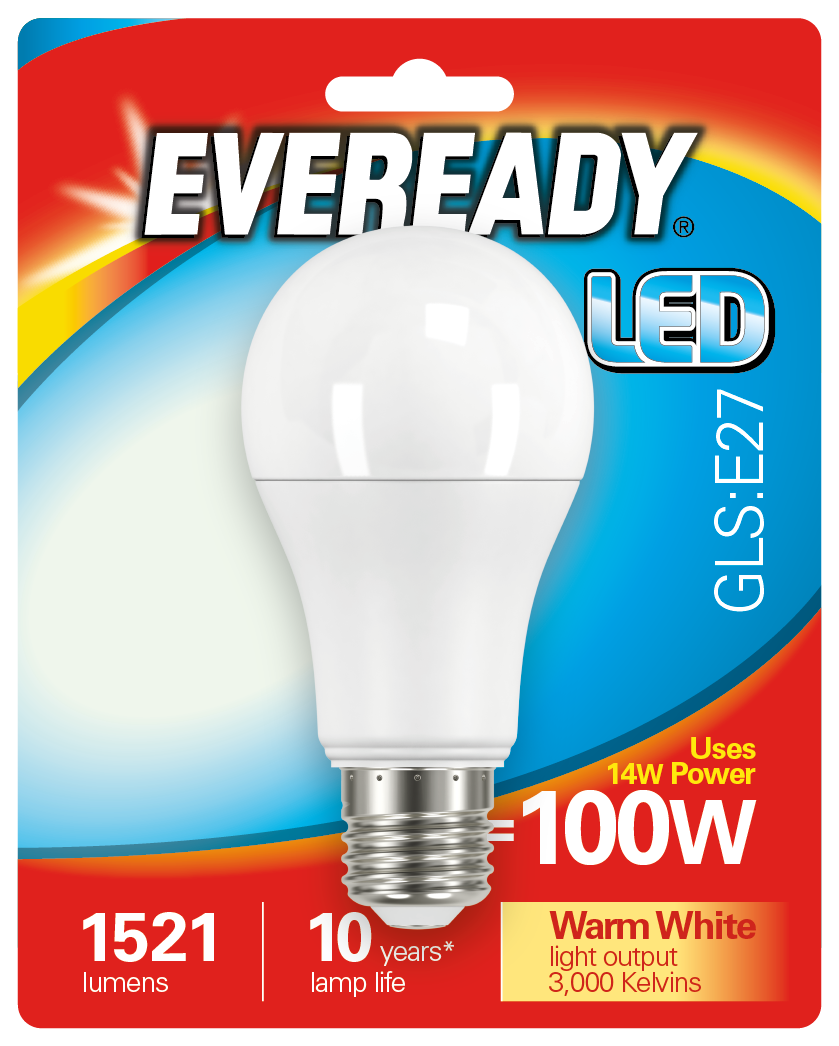 EVEREADY 14W (100W) E27 LED GLS 1521 LUMENS
