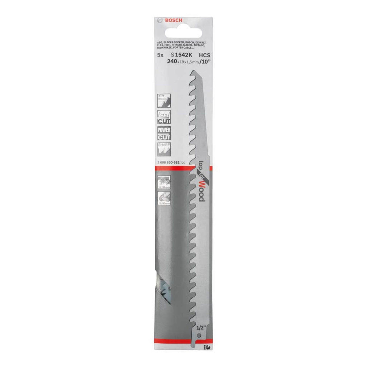 BOSCH S1542K RECIPROCATING SAW BLADE FOR WOOD