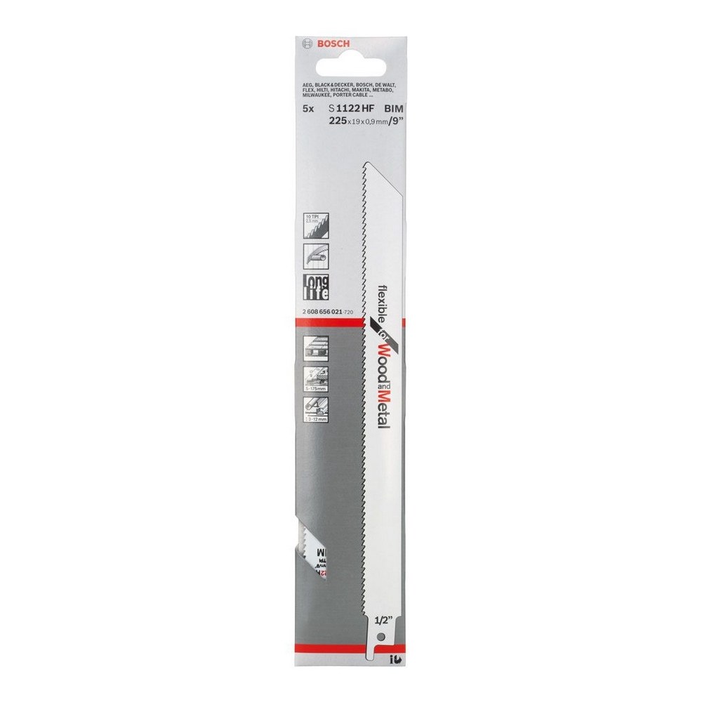 S1122 HF 5PK BOSCH RECIP BLADE FLEXI WOOD @ METAL