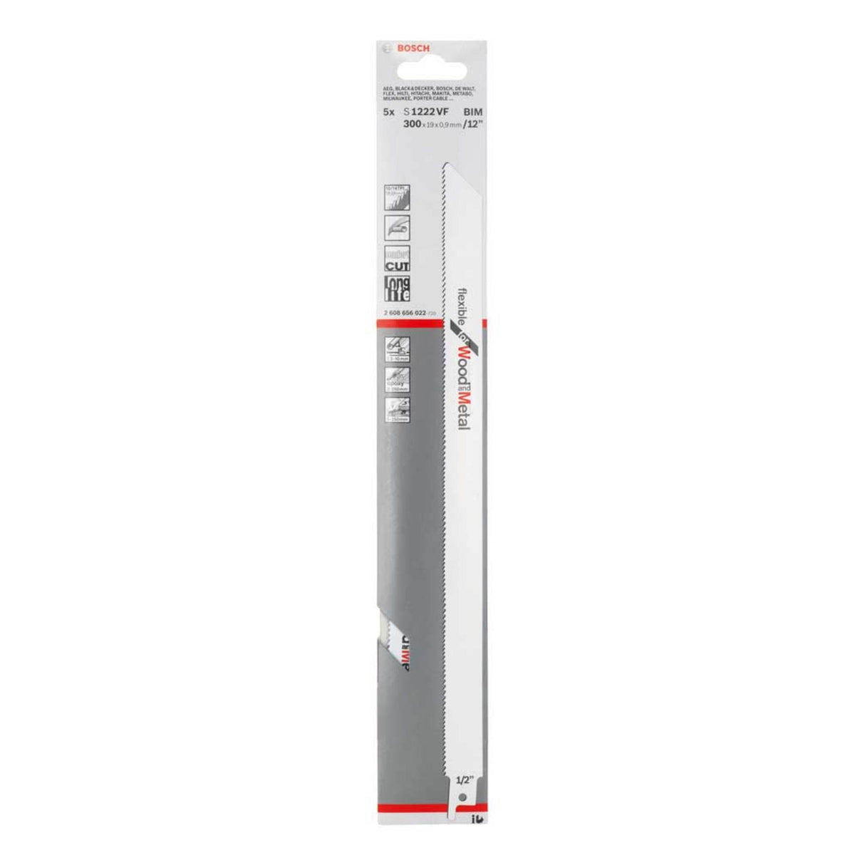 BOSCH S1222 VF 5PK RECIP BLADE FLEXI WOOD AND METAL