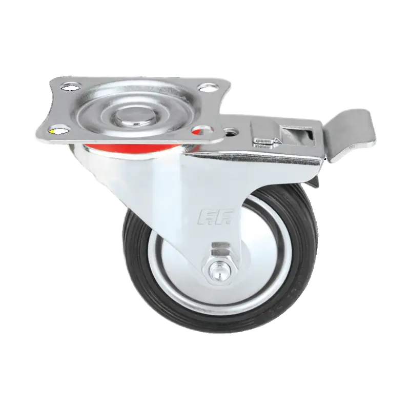 FF GROUP NDUSTRIAL BLACK CASTER SWIVEL WITH BRAKE 80MM