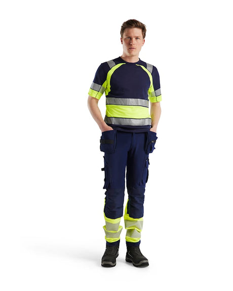 BLAKLADER HI-VIS T-SHIRT NAVY BLUE/HI-VIS YELLOW - Watson Hire