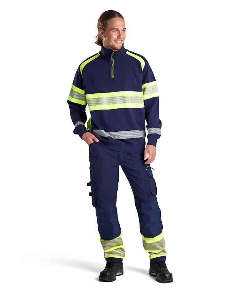 BLAKLADER HI-VIS SWEATER NAVY BLUE/HI-VIS YELLOW - Watson Hire