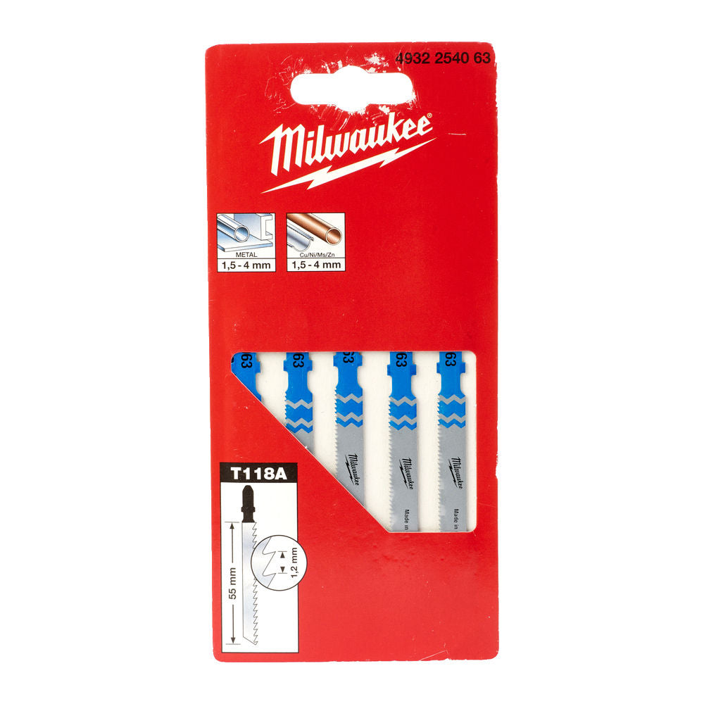 MILWAUKEE JIGSAW BLADE 55MM X 1.2MM T118A 5PC