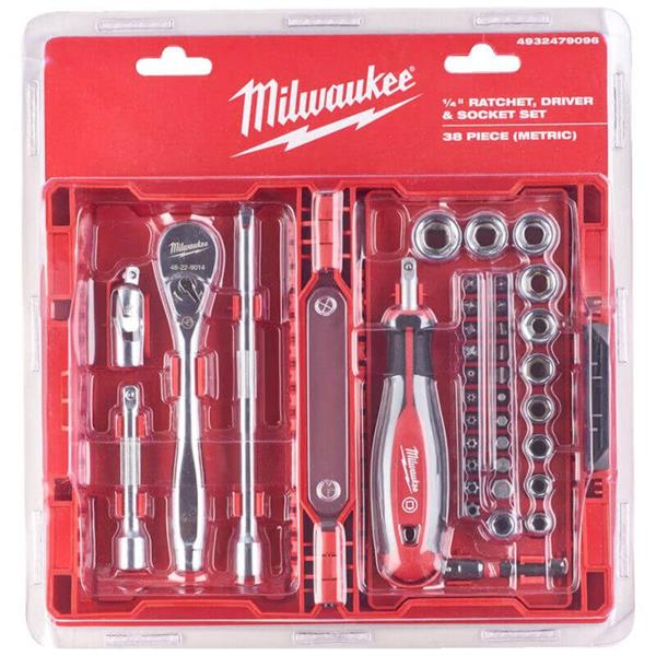 MILWAUKEE 1/4 RATCHET @ DRIVER @ SOCKET SET - 38 PCS