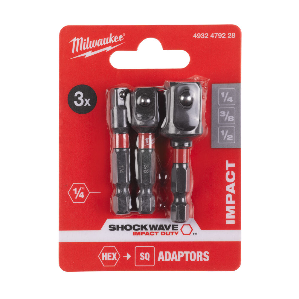 MILWAUKEE SHOCKWAVE SOCKET ADAPTOR SET -3PCS