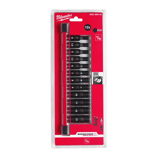 MILWAUKEE 1/4" SHOCKWAVE IMPACT DUTY SOCKET RAIL SET