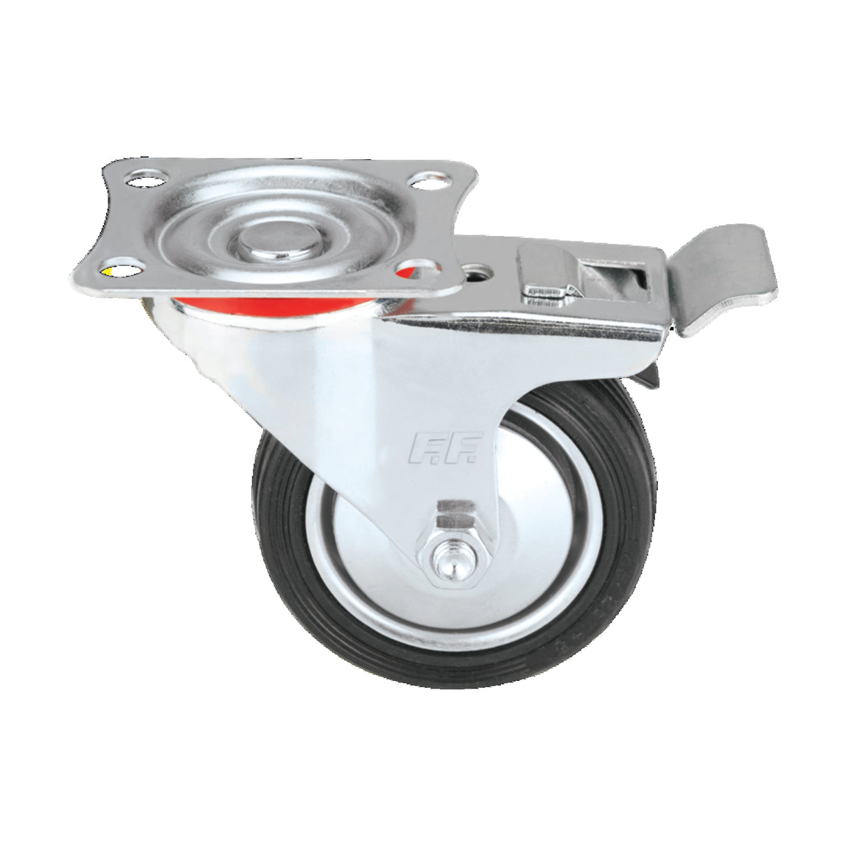 FF GROUP BLACK RUBBER CASTER SWIVEL 50MM